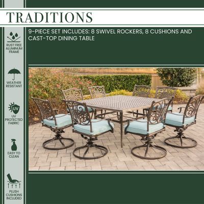 Image showing  Traditions 9 pc. Square Dining Set in Blue, TRAD9PCSWSQ8-BLU