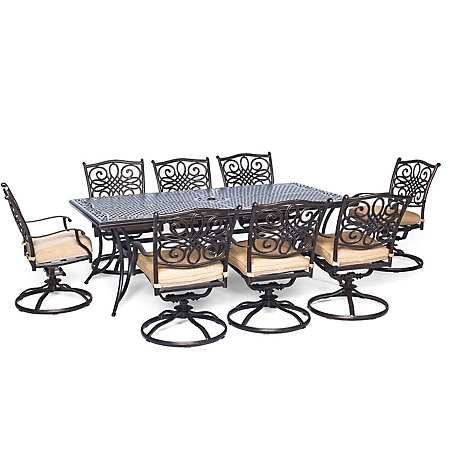 Hanover 9 pc. Traditions Dining Set, Includes 8 Swivel Dining Chairs and Large 84 in. x 42 in. Dining Table