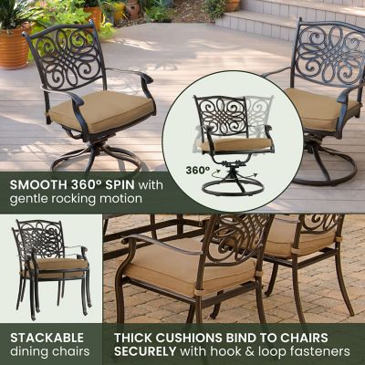 Image showing  7 pc. Traditions Outdoor Dining Set, Includes 4 Dining Chairs, 2 Swivel Chairs and 38 x 72in. Table