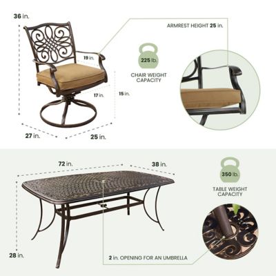 Image showing  7 pc. Traditions Outdoor Dining Set with 72 in. Rectangular Table and 6 Swivel Dining Chairs