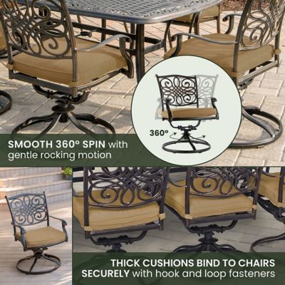 Image showing 5 th Hanover 7 pc. Traditions Outdoor Dining Set with 72 in. Rectangular Table and 6 Swivel Dining Chairs