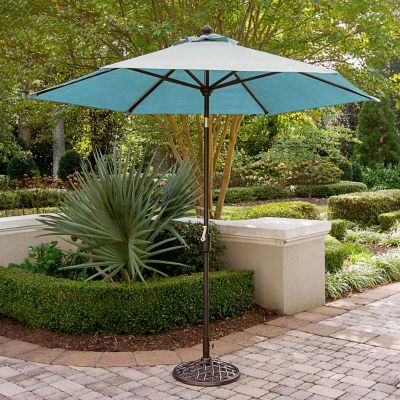 Image showing  9 ft. Blue Table Umbrella for Traditions Outdoor Dining Collection