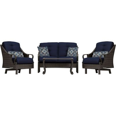 Hanover 4 pc. Ventura Patio Set, Navy Blue