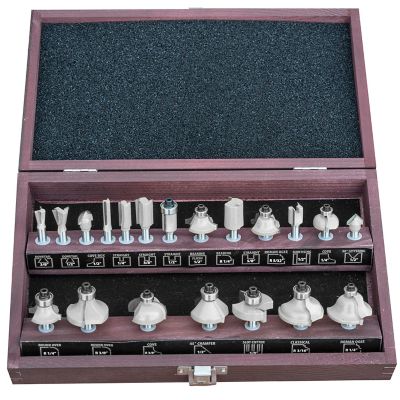 Pro-Series 1/4 in. Router Bit Set in Wood Box, 1/4 in. Shank, 20 pc.