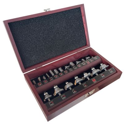 Image showing  1/4 in. Router Bit Set in Wood Box, 1/4 in. Shank, 20 pc.