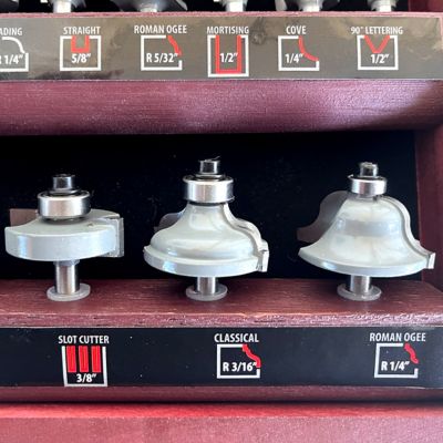 Image showing  1/4 in. Router Bit Set in Wood Box, 1/4 in. Shank, 20 pc.