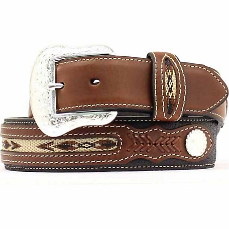 Nocona Men's Top Hand Middle Inlay Belt, Brown