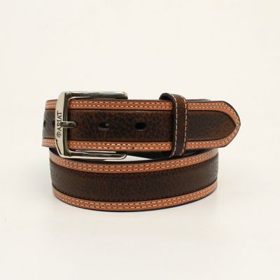 Ariat Men's Leather Belt with Silver Buckle, Brown, 1-1/2 in.