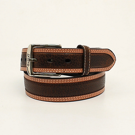 Ariat Men's Leather Belt with Silver Buckle, Brown, 1-1/2 in.