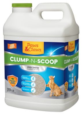 Paws & Claws Clump-N-Scoop Unscented Clumping Clay Cat Litter, 20 lb. Jug