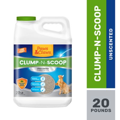 Paws & Claws Clump-N-Scoop Unscented Clumping Clay Cat Litter, 20 lb. Jug