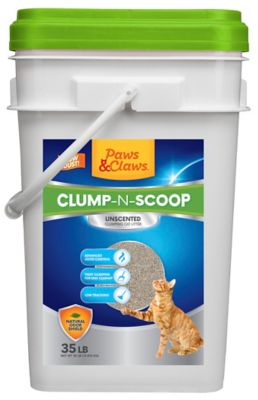 Paws & Claws Unscented Clumping Clay Scoopable Cat Litter, 35 lb. Pail