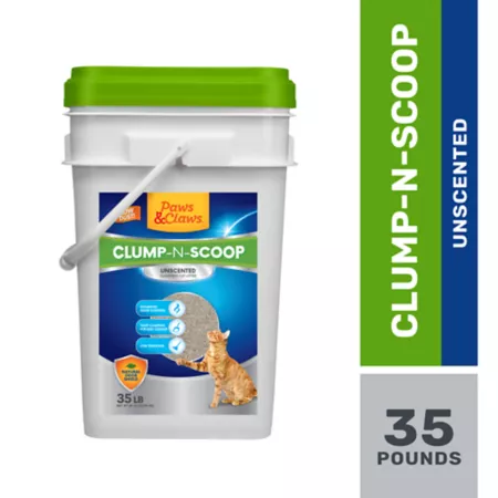 Paws & Claws Unscented Clumping Clay Cat Litter 35 lb Pail Cat Litter