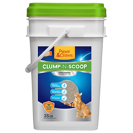 Paws & Claws Unscented Clumping Clay Scoopable Cat Litter, 35 lb. Pail