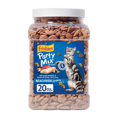 Friskies Party Mix Beachside Whitefish Flavor Crunchy Adult Cat Treats, 20 oz.