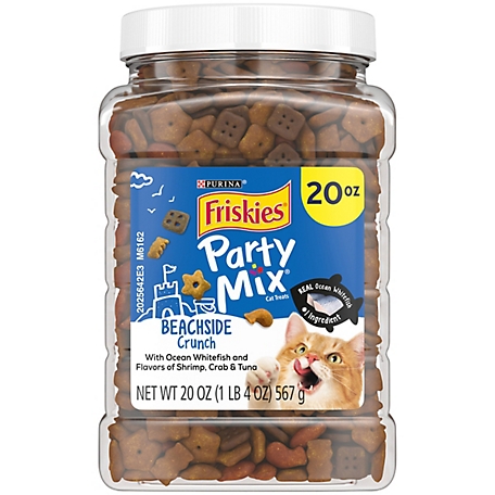 Friskies Party Mix Beachside Whitefish Flavor Crunchy Adult Cat Treats, 20 oz.