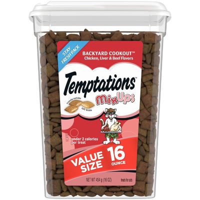 Temptations MIXUPS Crunchy and Soft Cat Treats Backyard Cookout Flavor, 16 oz. Tub