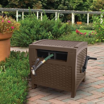 Suncast Slide Trak Garden Hose Reel Hideaway, Brown