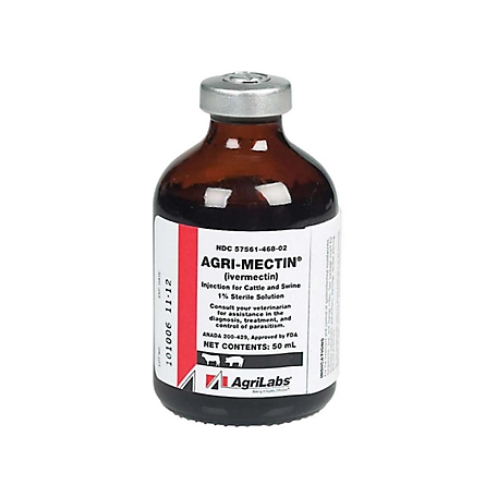 AgriLabs Agri-Mectin 1% Injection Livestock Dewormer, 50 mL