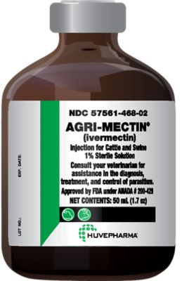 AgriLabs Agri-Mectin 1% Injection Livestock Dewormer, 200 mL