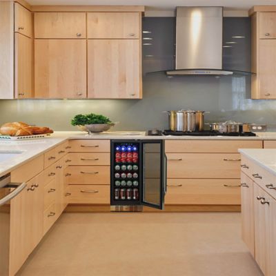 Image showing 8 th Luma Comfort 96-Can Capacity 15 in. Built-in Beverage Fridge in Stainless Steel, Temperature Controls and Adjustable Shelves