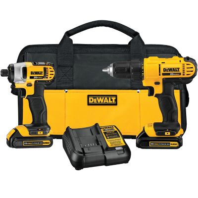 DeWALT 20V MAX Cordless Drill and Impact Driver, Power Tool Combo Kit with 2 Batteries and Charger, Yellow/Black, DCK240C2