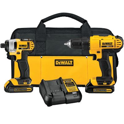 DEWALT 20V MAX Cordless Lithium-Ion Drill/Driver and Impact Driver Combo  Kit — 2 Batteries, Model# DCK240C2