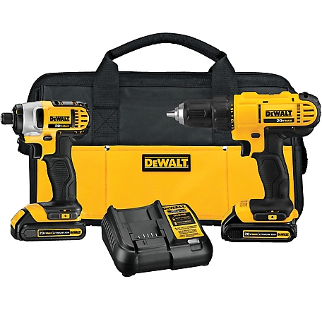 DeWALT Cordless 20V MAX Lithium-Ion Drill Driver/Impact Driver Combo Tool Kit, 1.3 at Tractor Co.