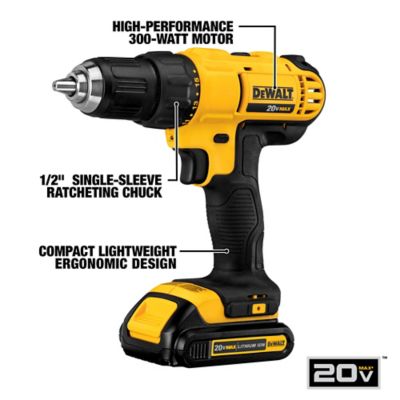 Image showing  20V MAX Cordless Drill and Impact Driver Power Tool Combo Kit, 2 pc., Includes 2 Batteries and Charger, Yellow/Black