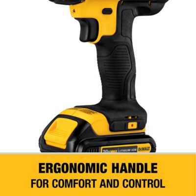Image showing  20V MAX Cordless Drill and Impact Driver Power Tool Combo Kit, 2 pc., Includes 2 Batteries and Charger, Yellow/Black