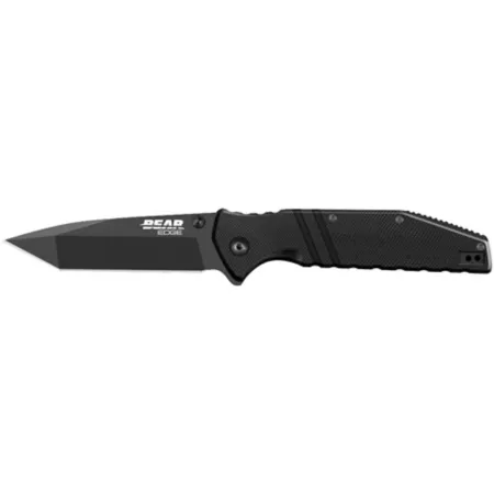 Bear Edge 3.5" Tanto Sideliner Powered G10 Folding Knife Black 4.5" Closed Length Knives