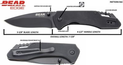 Image showing  3.38 in. G10 Assisted Drop-Point Sideliner Folding Knife, Black