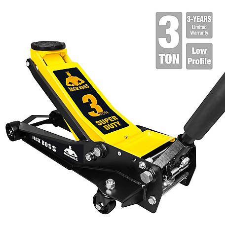 Torin 3 Ton Capacity JACKBOSS Professional Super-Duty Jack with Center Weighted Technology, Black/Yellow