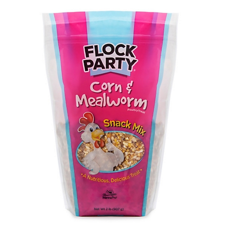 Flock Party Snack Mix Corn and Mealworm Poultry Treats, 16 oz.