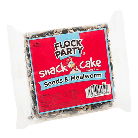 Flock Party Snack Cake Seeds and Mealworm Poultry Treat, 6 oz.