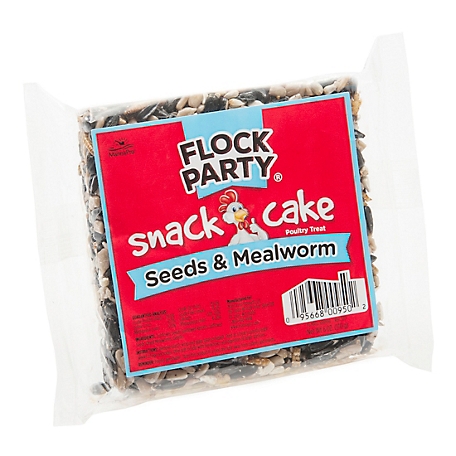 Flock Party Snack Cake Poultry Treat, Seeds and Mealworm