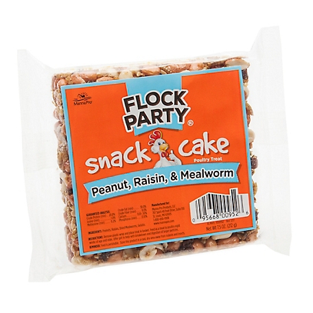 Flock Party Snack Cake Peanut, Raisin and Mealworm Poultry Treat, 7.5 oz.