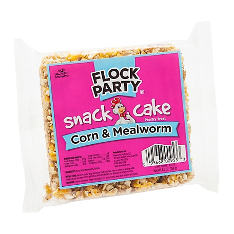Flock Party Snack Cake Corn and Mealworm Poultry Treat, 6.5 oz.