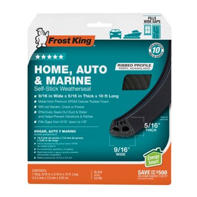 Frost King 9/16 in. x 5/16 in. x 10 ft. All Climate Premium Rubber Self-Stick Weatherseal, Black