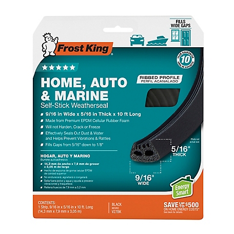 Frost King 9/16 in. x 5/16 in. x 10 ft. All Climate Premium Rubber Self-Stick Weatherseal, Black