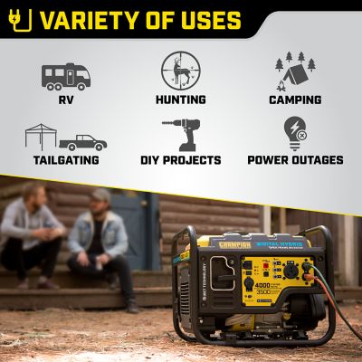 mangel Kviksølv Blænding Champion Power Equipment 4000/3500-Watt RV-Ready Digital Hybrid Portable  Generator, Quiet Technology, 100302 at Tractor Supply Co.