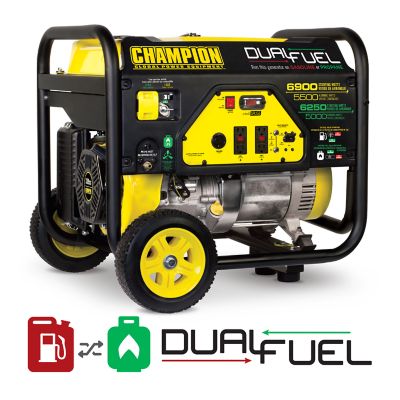 Champion Power Equipment 5,500-Watt (Gas)/5,000-Watt (LPG) Dual Fuel Portable Generator with Wheel Kit Great Generators
