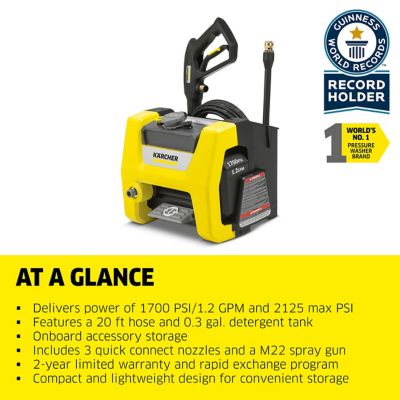 Image showing  1,700 PSI 1.2 GPM Electric Cold Water K1700 CUBE Pressure Washer, 16 in. x 13 in. x 11.5 in.