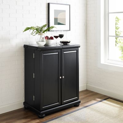 Crosley Alexandria Expandable Bar Cabinet, 31 in. x 22 in. D x 39.38 in., Black