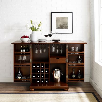 Crosley Alexandria Expandable Bar Cabinet, Mahogany