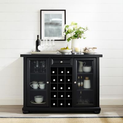 Crosley 15-Bottle Alexandria Sliding Top Bar Cabinet, 47.75 in. x 19 in. x 34 in., Black