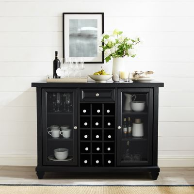 Crosley Cambridge Sliding Top Bar Cabinet, 47.75 in. x 19 in. x 36 in., Black