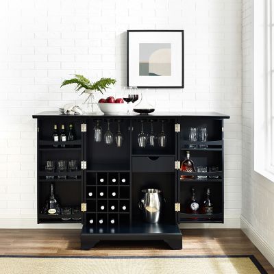 Crosley 16-Bottle Lafayette Expandable Bar Cabinet, 38.5 in. x 22 in. x 31 in., Black