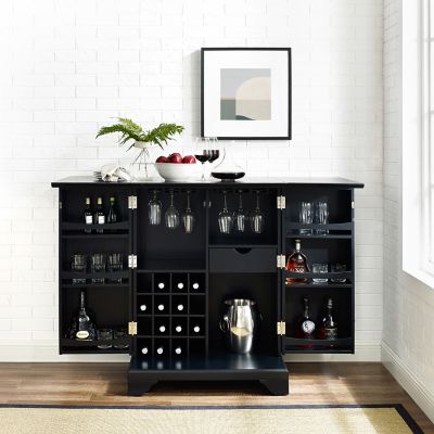 Crosley Lafayette Expandable Bar Cabinet, Black