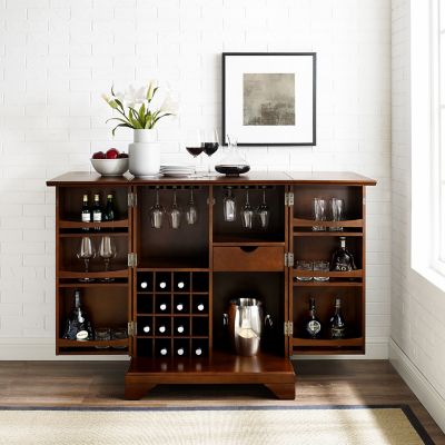 Crosley Lafayette Expandable Bar Cabinet, Mahogany